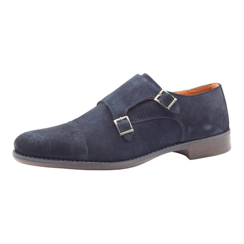Zapatos Monkstrap Pasarela en Piel Serraje - Color Azul Marino