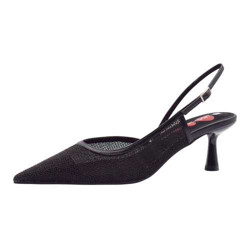 Zapatos Destalonados Pasarela de Rejilla con Tacón Fino - Color Negro