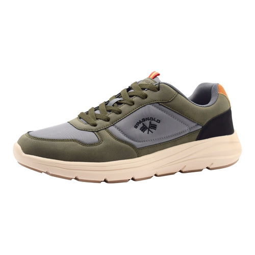 Zapatillas Deportivas Spagnolo en Textil y Serraje con Logo de Banderas - Color Caqui