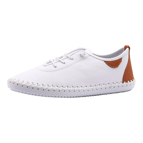 Zapatos Blucher Artesanales en Piel con Cordones Elásticos - Color Blanco y Cuero