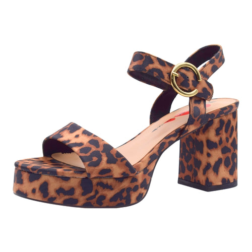 Sandalias de Tacón Alto Pasarela con Plataforma - Color Leopardo