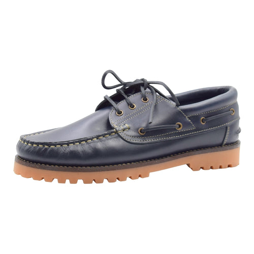 Zapatos Náuticos Pasarela en Piel con Suela Tipo Tanque - Color Marino