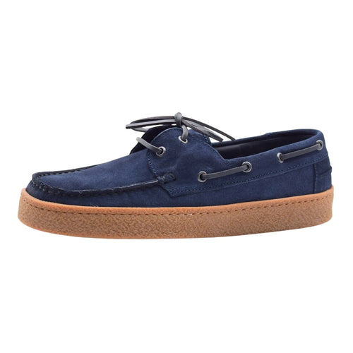 Zapatos Náuticos Timonelli en Piel Serraje con Cordones - Color Azul Marino