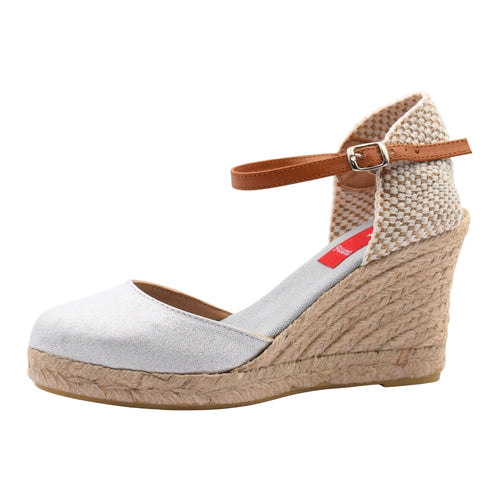 Sandalias de Esparto Plata con Cuña de 7 Cuerdas